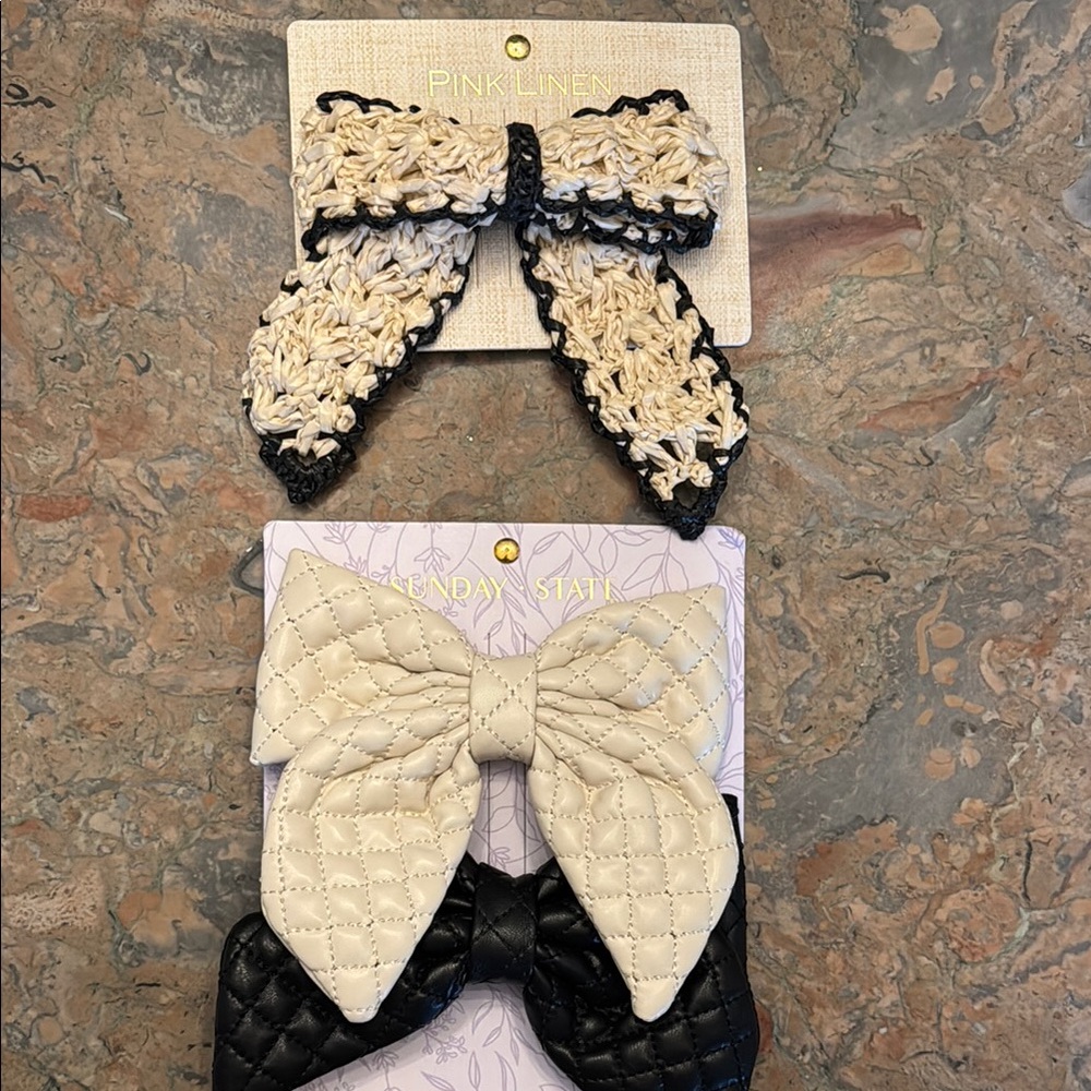 Hair bow barrette bundle Sunday State Pink Linen